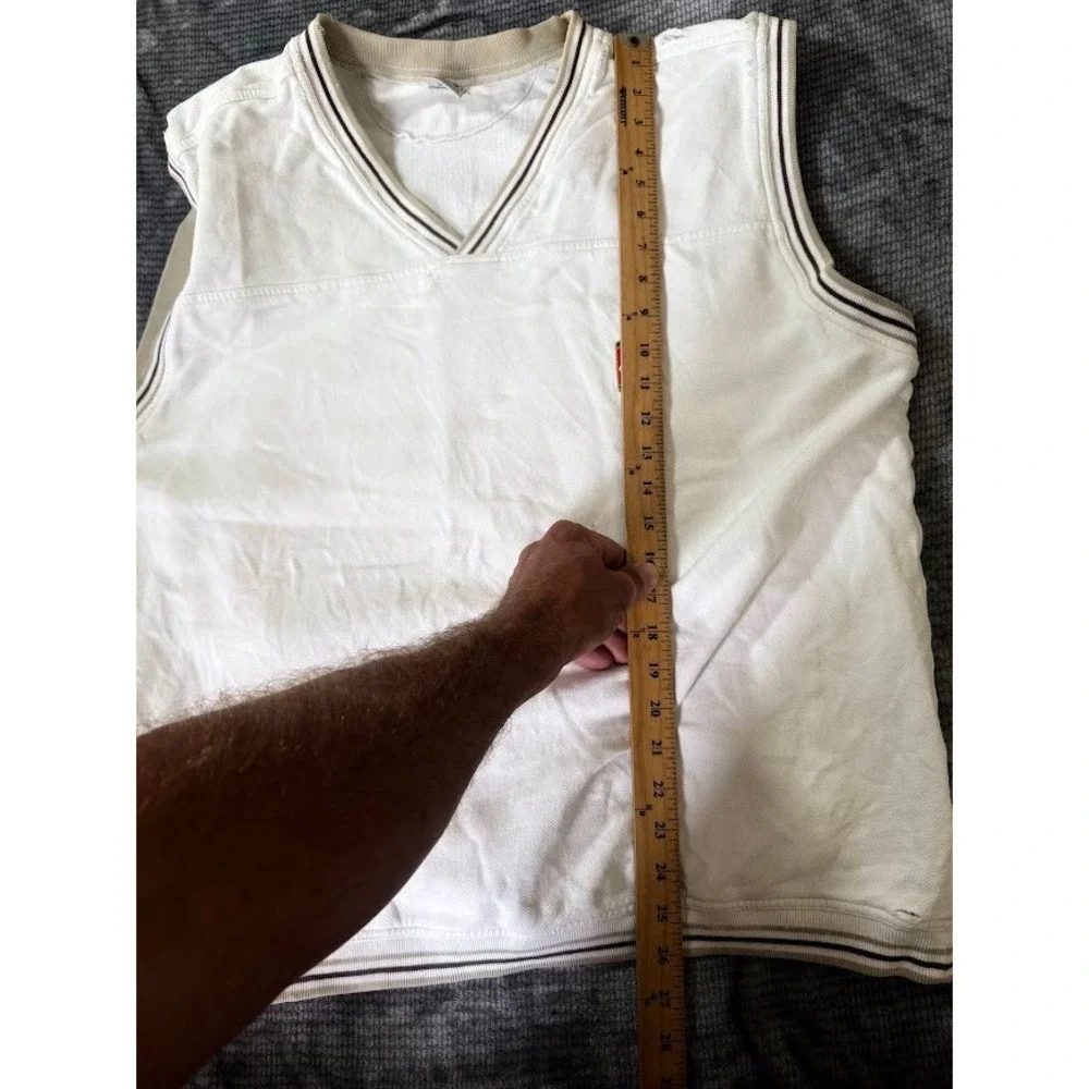 Vintage Nike Court Tennis Sweater Vest White V-Neck XL Retro Pullover
